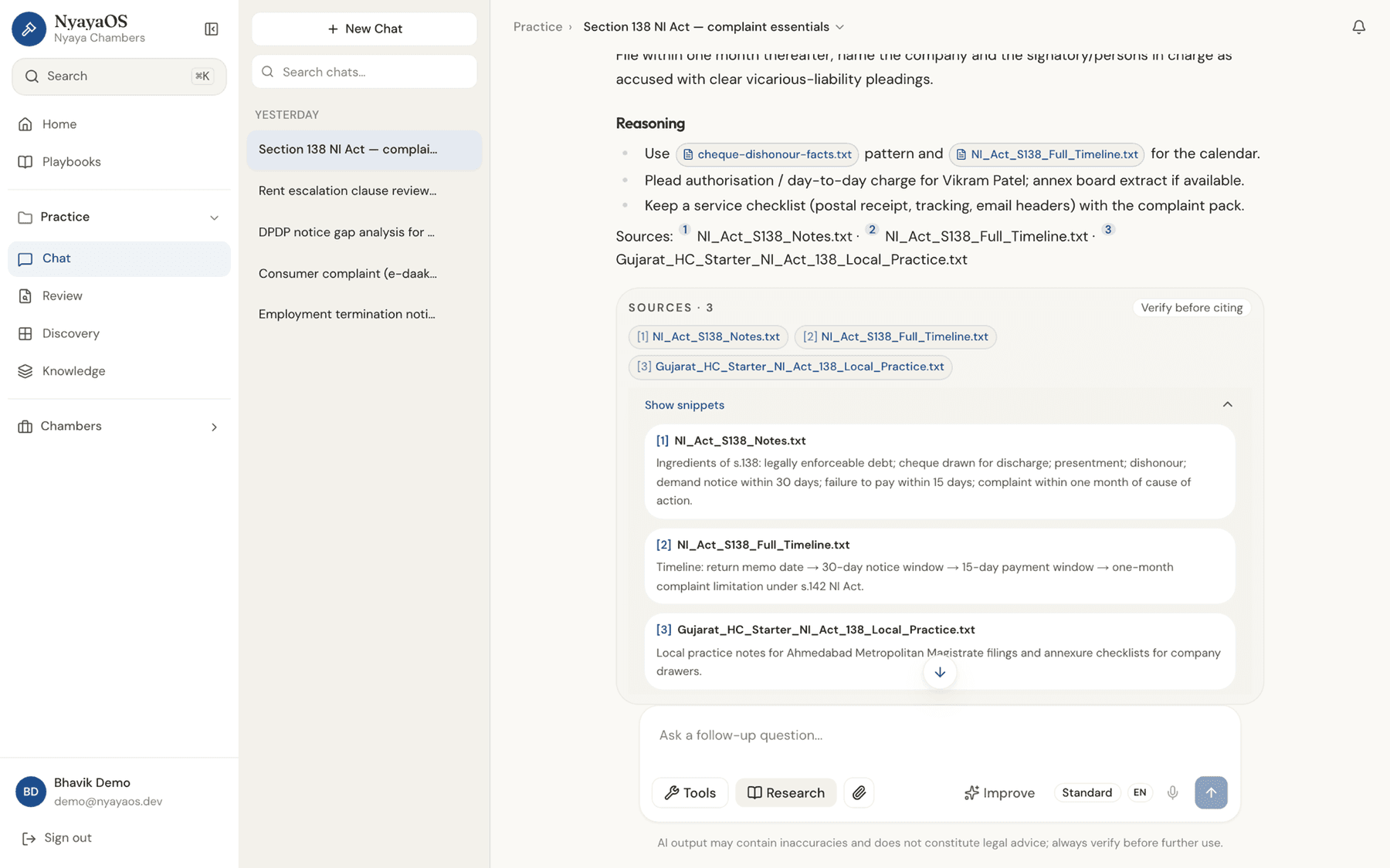 NyayaOS research answer with citations